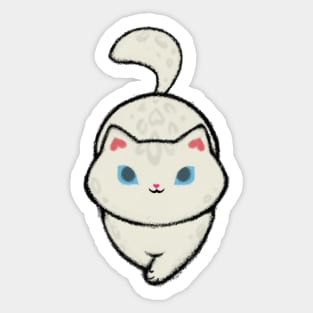 fuzzy leopard spotted white cat Sticker